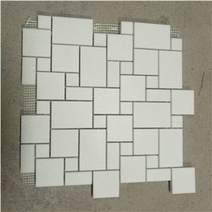 Beautiful New Mosaic White Marble Mosaic Wall Tile Polished Surface, Garden & Balcony Marble and Glass Mosaic, Kitchen Marble and Glass Mosaic
