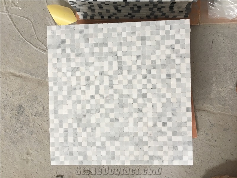 Color Mixed Marble Mosaic, Square Marble Mosaic, White Marble Mosaic