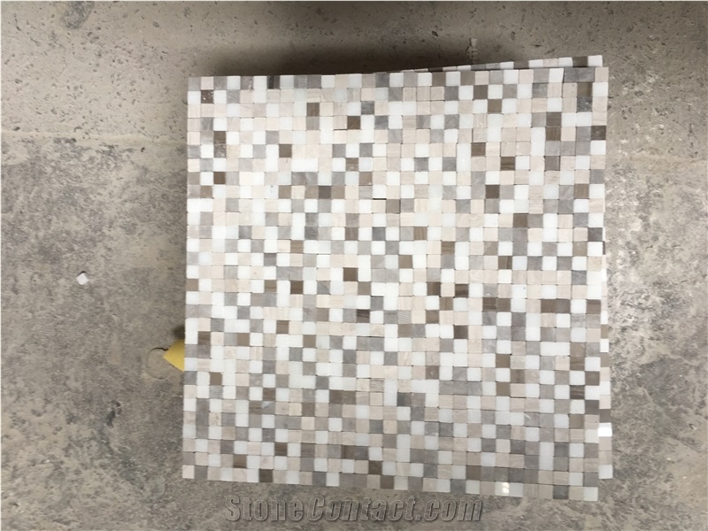 Color Mixed Marble Mosaic, Square Marble Mosaic, White Marble Mosaic