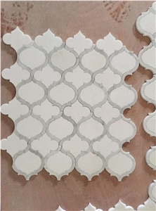 Marble Mosaic Tile White Warterjet Mosaic Tile, Natural Stone Mosaic Tile, Garden&Balcony Marble Mosaic, Kitchen Marble Mosaic, Elevator Mosaic