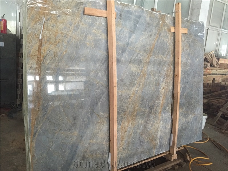 Popular and Hot Sale Grey Marble Slab and Tile with Golden Veins