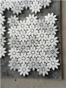White & Grey Marble Mosaic Natural Stone Mosaic Flower Mosaic Bathroom Tiles Wall Deacor Mosaic Tiles