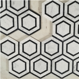 White Marble Mosaic, Hexagon Mosaic, Floor/Wall Mosaic/Mosaic Border Cararra White Marble Mosaic/White Marble Mosaic