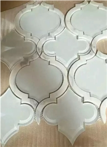 White Waterjet Mosaic, Garden & Balcony Marble and Glass Mosaic Tile, Kitchen Mosaic White Polished Marble Tiles Hot Sale,Modern Wall Covering