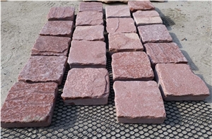 China Red Sandstone Tumbled Cube Stone