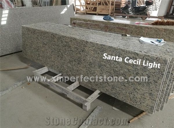 2cm Kitchen Prefeb Countertops Santa Cecilia Light Granite