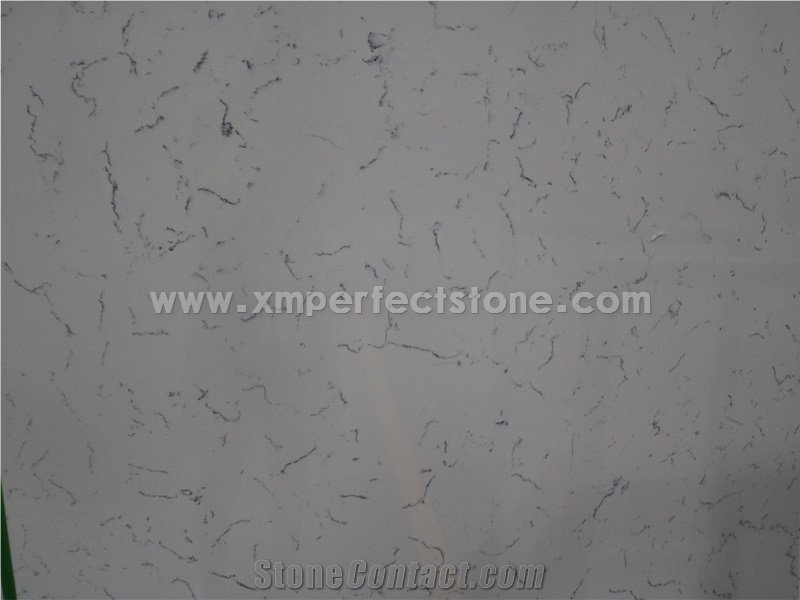 Artificial Carrara Quartz Slab//Caesarstone Quartz in China/Chinese Carrara Quartz Supplier