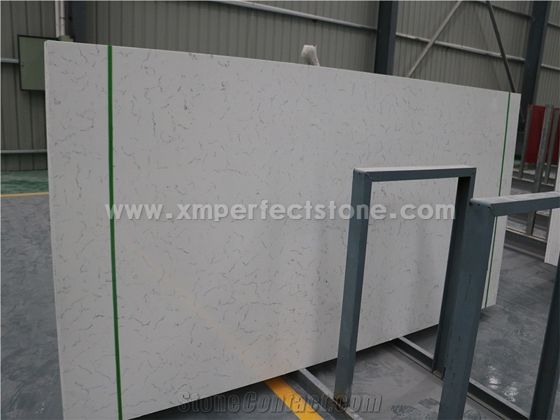 Artificial Carrara Quartz Slab//Caesarstone Quartz in China/Chinese Carrara Quartz Supplier