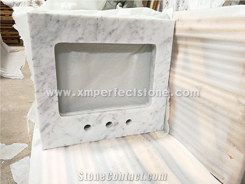 Carrara Marble Bathroom Countertops/Custom Vanity Tops/White Marble Bathroom Vanity Tops/White Marble with Grey Veins Bath Top/Interior Decorative