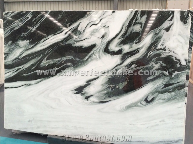 Cheapest Panda White Marble Tile&Slab&Cut to Size/White Marble with Black Waves Floor Tile/White&Black Veins Marble Wall Covering/Book Matched Marble Big Slab Like Painting