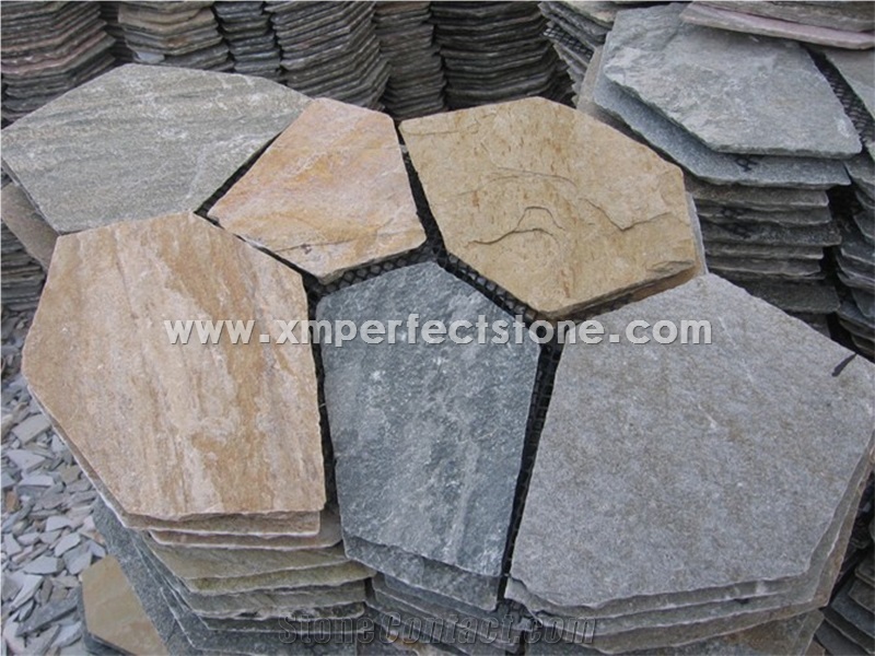China Colorful Slate Flagstone / Cheap Flagstone Paving / Black Flagstone / Round Flagstone /Slate Paver