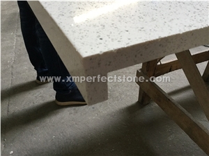 China Crystal White Quartz Countertops / 3cm Thick Countertops / Quartz Kitchen Countertops / Square Flat Edges Countertops / Countertops with Sinks / One Piece Kitchen Sink and Countertop