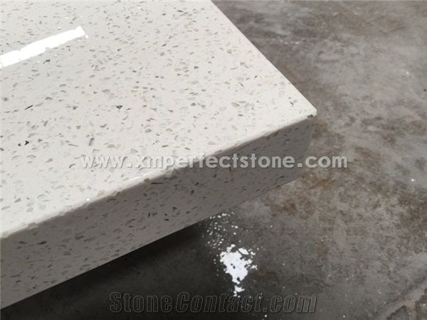 China Crystal White Quartz Countertops 3cm Thick Countertops