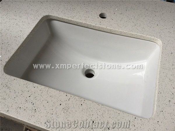 China Crystal White Quartz Countertops 3cm Thick Countertops