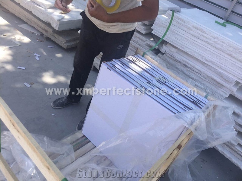 Chinese Best Polishing Snow White Marble Tiles 24x24 / Snowflake White Marble / White Marble Tile 3/8 Inch / Large Marble Tiles 61x61 cm
