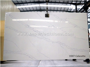 Chinese Calacatta Quartz Slab White for Kitchen Countertops / Countertop Material Prices / Quartz Stone Manufacturers