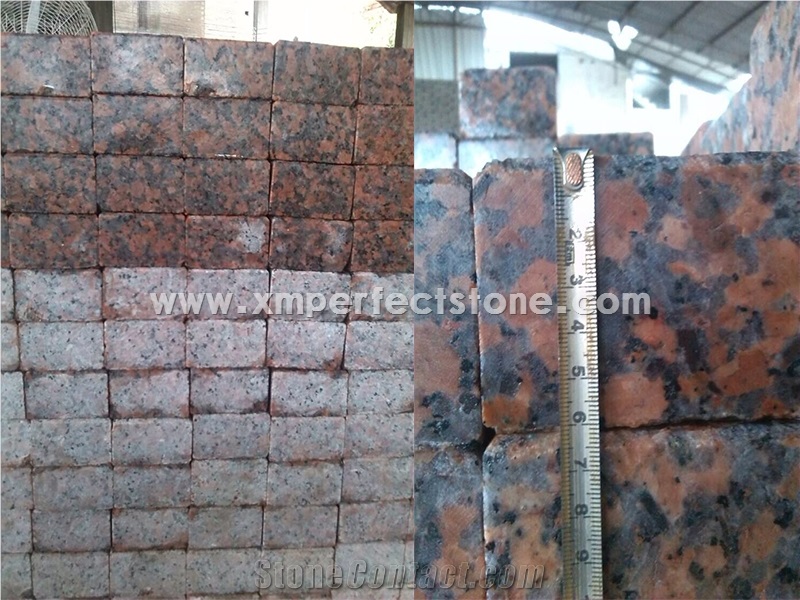 Chinese Maple Red Granite Curb Road / Cobble Setts / Red Stone Pavers / Paver Stone Driveway / Maple Red Slabs for Hot Sales