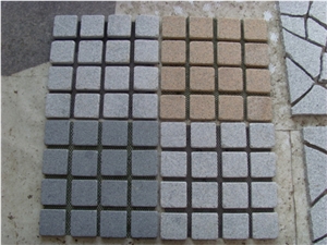 Fanshaped Granite Paver,Grey,Red,Yellow,Black Colors Cube Stone