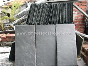 High Quality Cheap Black Slate Tile, Black Slate Roofing Tile, Riven Black Slate, China Black Slate Cut to Size Tile