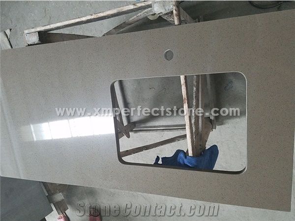 Manufacturer Pure Grey Quartz Stone Kitchen Islands Work Tops