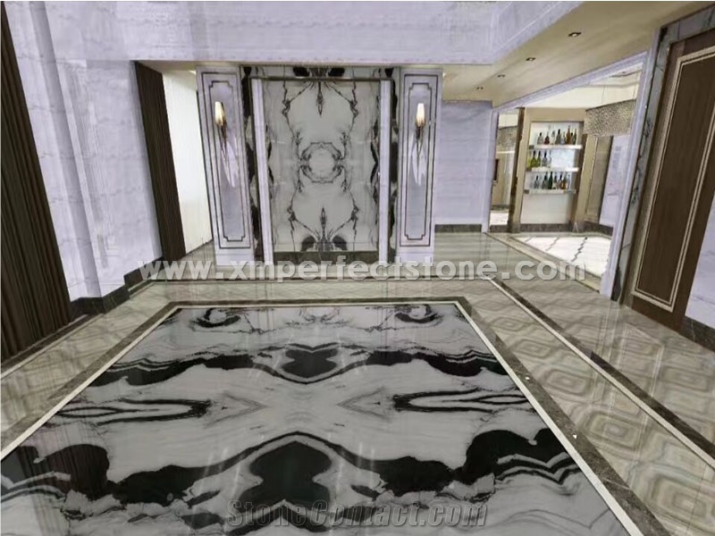Marble Floor Panda White Marble Slab, Sicuan White, Flooring Tile, Wall Decoration, Book Matched Slabs and Tiles, Polished Marble Slab, White Marble Slab for Project