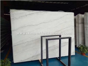 Polished Guangxi White Marble Big Slabs/China Carrara White Marble Slab/White Marble with Grey Veins