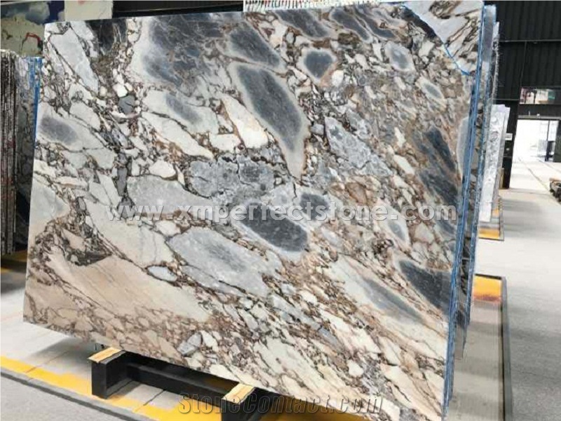 Silver Blue Marble Slabs from China ,1.8-2 cm Polished Big Slabs on Stocked ,Bathroom Cabinet Marble , Blue & Black Marble Kitchen Floor