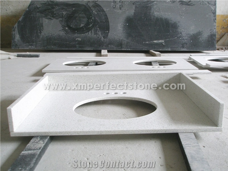 Single Sink Bathroom Vanity Top / Double Sink Quartz Vanity Tops / Beige Quartz Stone for Counter Top / Quartz Vanity Tops