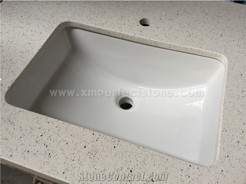 White Speckled Quartz Bathroom Countertops Vanity Tops