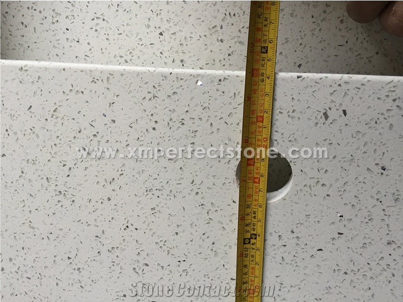 White Speckled Quartz Bathroom Countertops, Vanity Tops, Custom Caesarstone Top