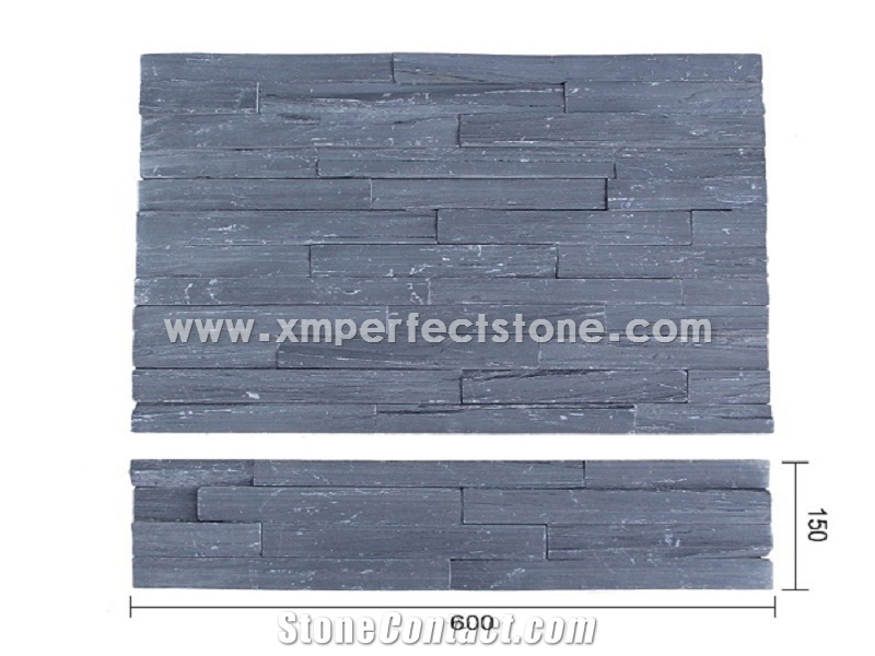 Xingzi Black Slate Cultured Stone/Split Surface Slate Tiles/Cultured Slate for Wall Cladding