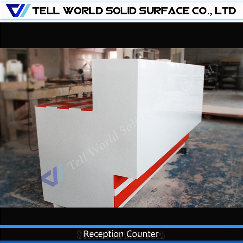 2017 Fashion Modern Solid Surface Reception Desk High Quality White Artificial Marble Stone Reception Counter