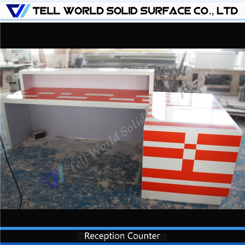 2017 Fashion Modern Solid Surface Reception Desk High Quality White Artificial Marble Stone Reception Counter