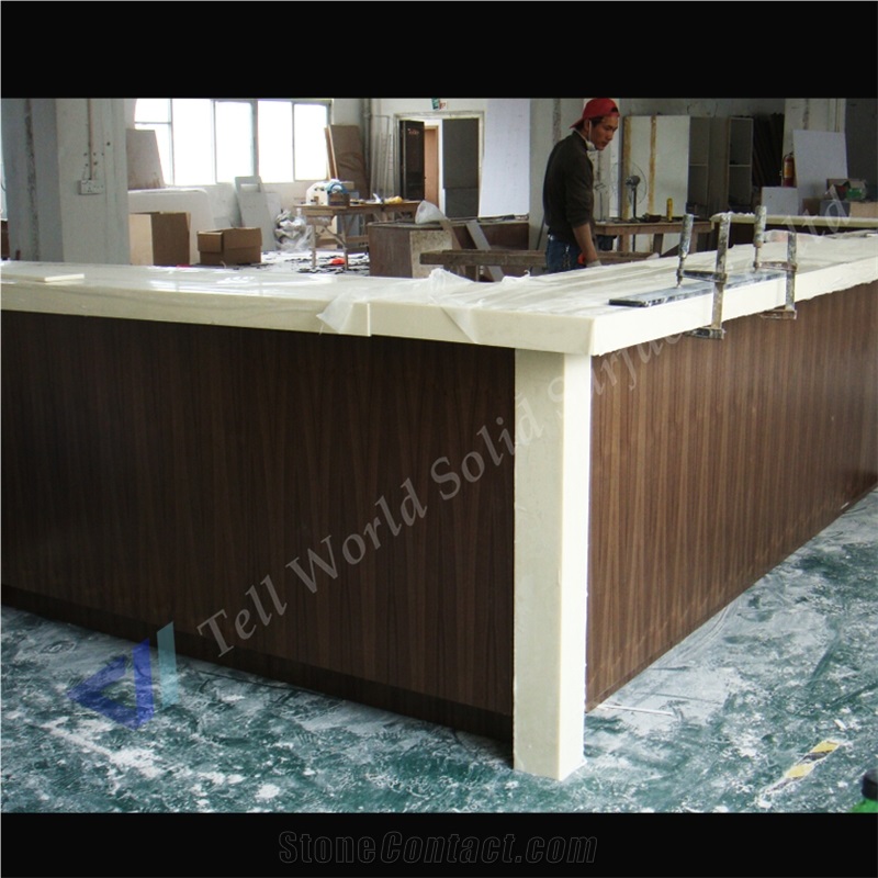 2017 Hot Selling Large Bar Counter Wooden Artificial Stone Bar Top