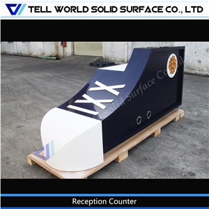 Artificial Stone Reception Counter Shoes Shape Customized Hot Sale