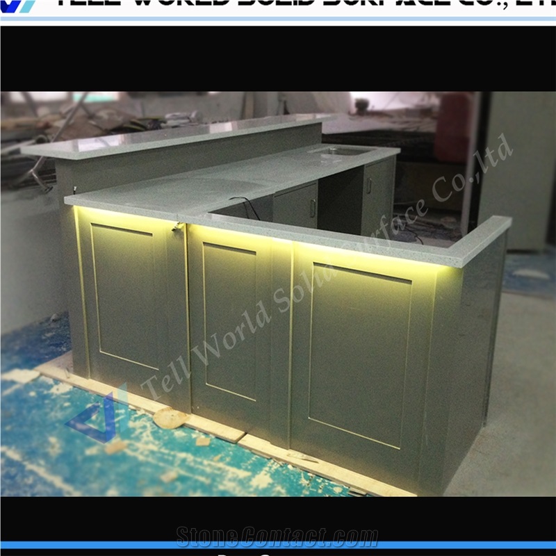 China Manufacturing Led Light Artificial Marble Stone Bar Counter Tops for Bar Furniture