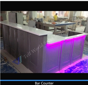 China Manufacturing Led Light Artificial Marble Stone Bar Counter Tops for Bar Furniture