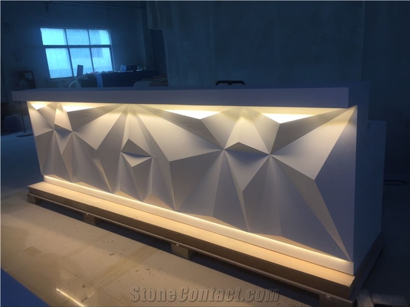 Luxury Artificial Marble White Simple Design Acrylic Solid Surface Coffee Bar Counter