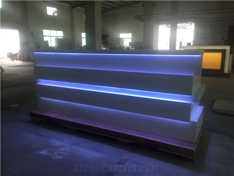 Luxury Artificial Marble White Simple Design Acrylic Solid Surface Coffee Bar Counter