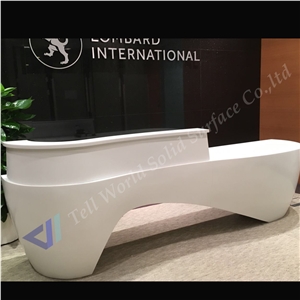 White Artificial Stone Modern High Evaluation Reception Counter Engineered Stone Countertop
