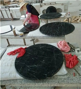China Marquina Marble Tops,Black Nero Marquina Tabletops, Round Table Tops,Stone Table Tops