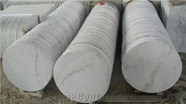 China Cheap Guangxi White Round Marble Dining Table, Round Table Tops