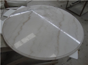 China Cheap Guangxi White Round Marble Dining Table, Round Table Tops