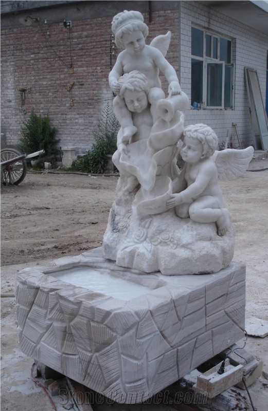 Customized China Marble Boy Girl Water Fountain Sculpture Ideas