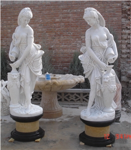 Good Price China White Marble Elegant Lady with Vase Statue