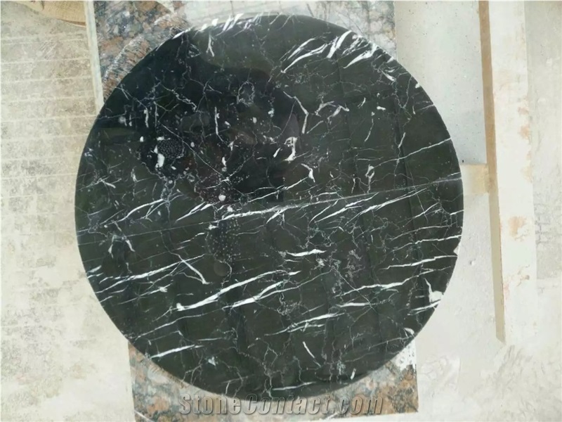 Polished China Black Marquina Marble Kithen Table Top Design