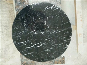 Polished China Black Marquina Marble Kithen Table Top Design