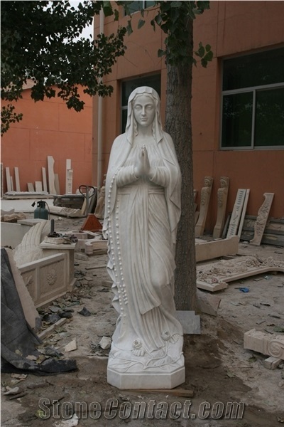The White Marble Virgin Mary Marble Statue Decoration