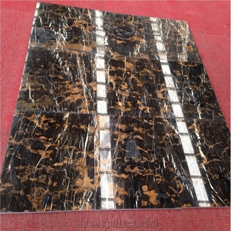 2017 Cheapest Pakistan Black Gold Marble Floor Tile Slabs