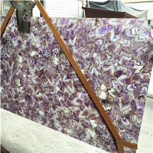 Backlit Amethyst Purple Quartz Stone for Table Tops